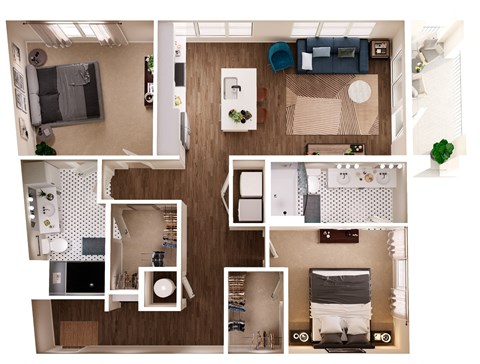 The Crown of Queen City Apartments in Charlotte, North Carolina B6B Floor Plan